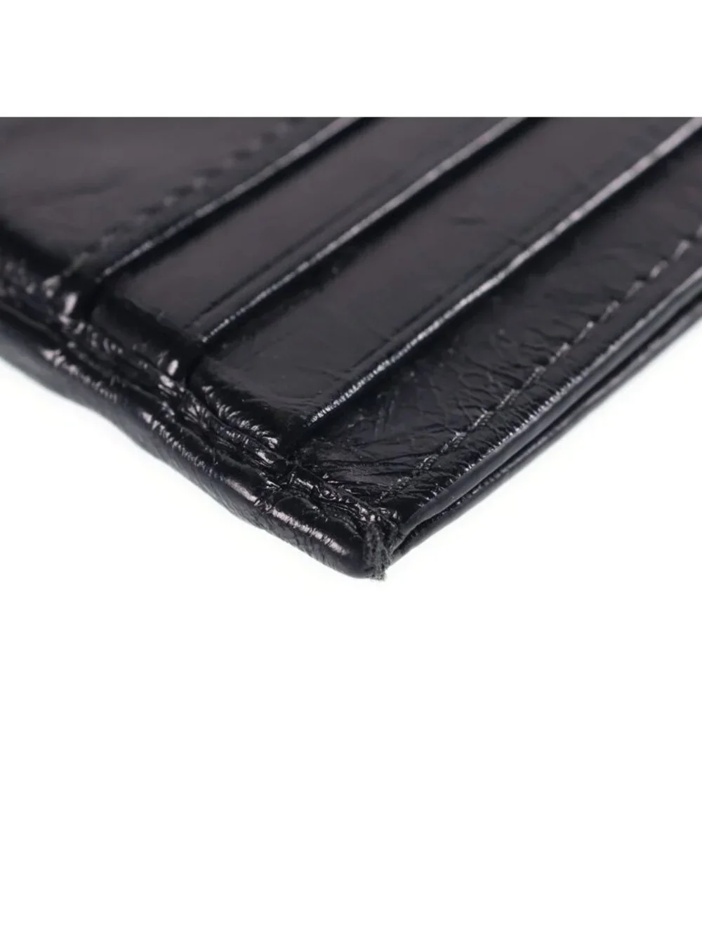 Prada Triangle Logo Leather Card Case Black